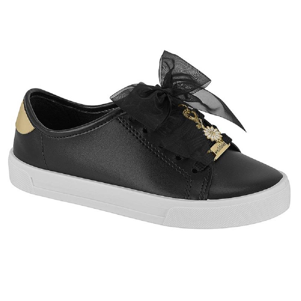 Tenis Molekinha Laço Ref 2524.464.16288 Preto/dourado 029