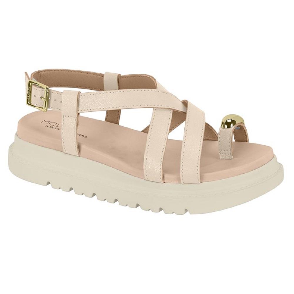 Sandalia Modare Flatform Tiras Ref 7200.107.21736 Creme 36