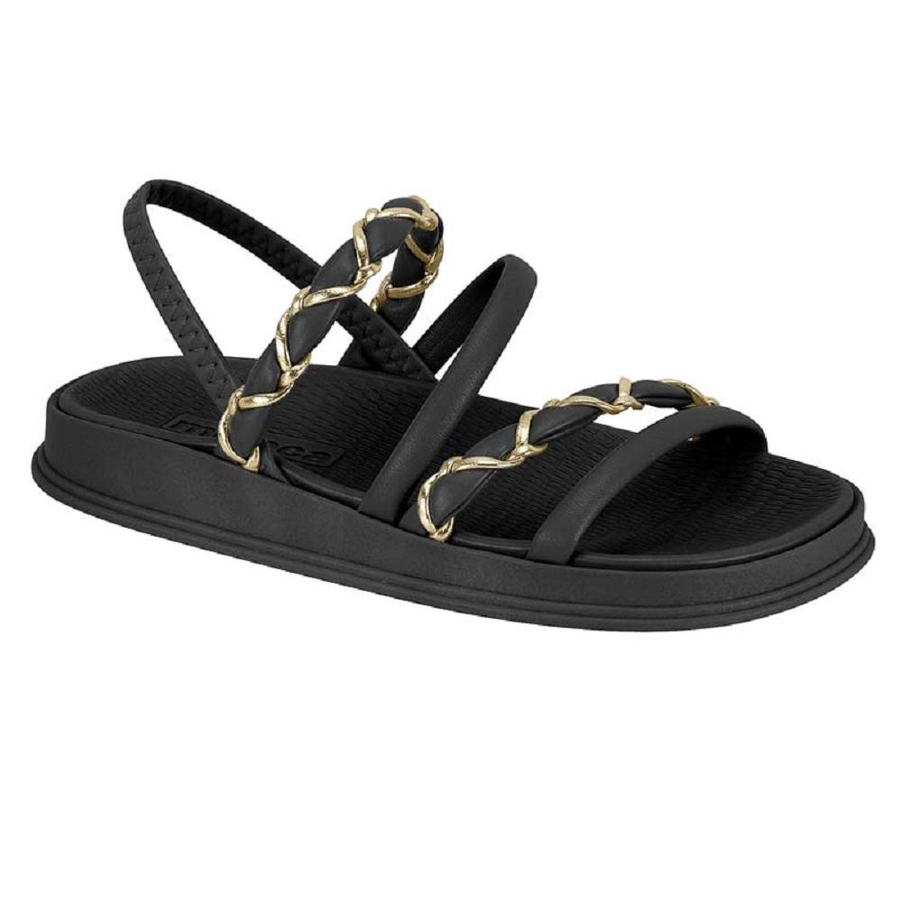 Sandalia Moleca Papete Ref 5556.110.31044 Preto/dourado 34