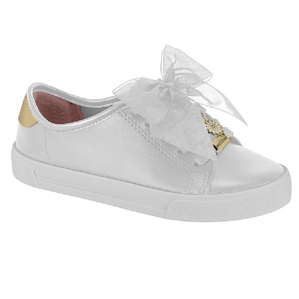 Tenis Molekinha Laço Ref 2524.464.16288 Branco/dourado 028