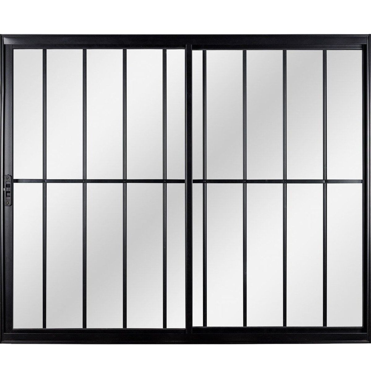 Janela Correr 2 Folhas Móveis Com Grade Vidro Liso 150x100cm Ecosul Esquadrisul Preto