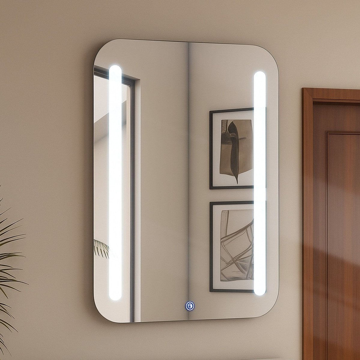 Espelheira Retangular 70x50cm Touch Led 6000k Crys Espelho Lapidado