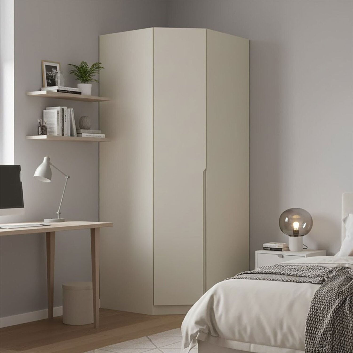 Guarda-roupa Modulável De Canto 45° Abertura Para Esquerda 91cm 100% Mdf Dormitórios Bend Luna