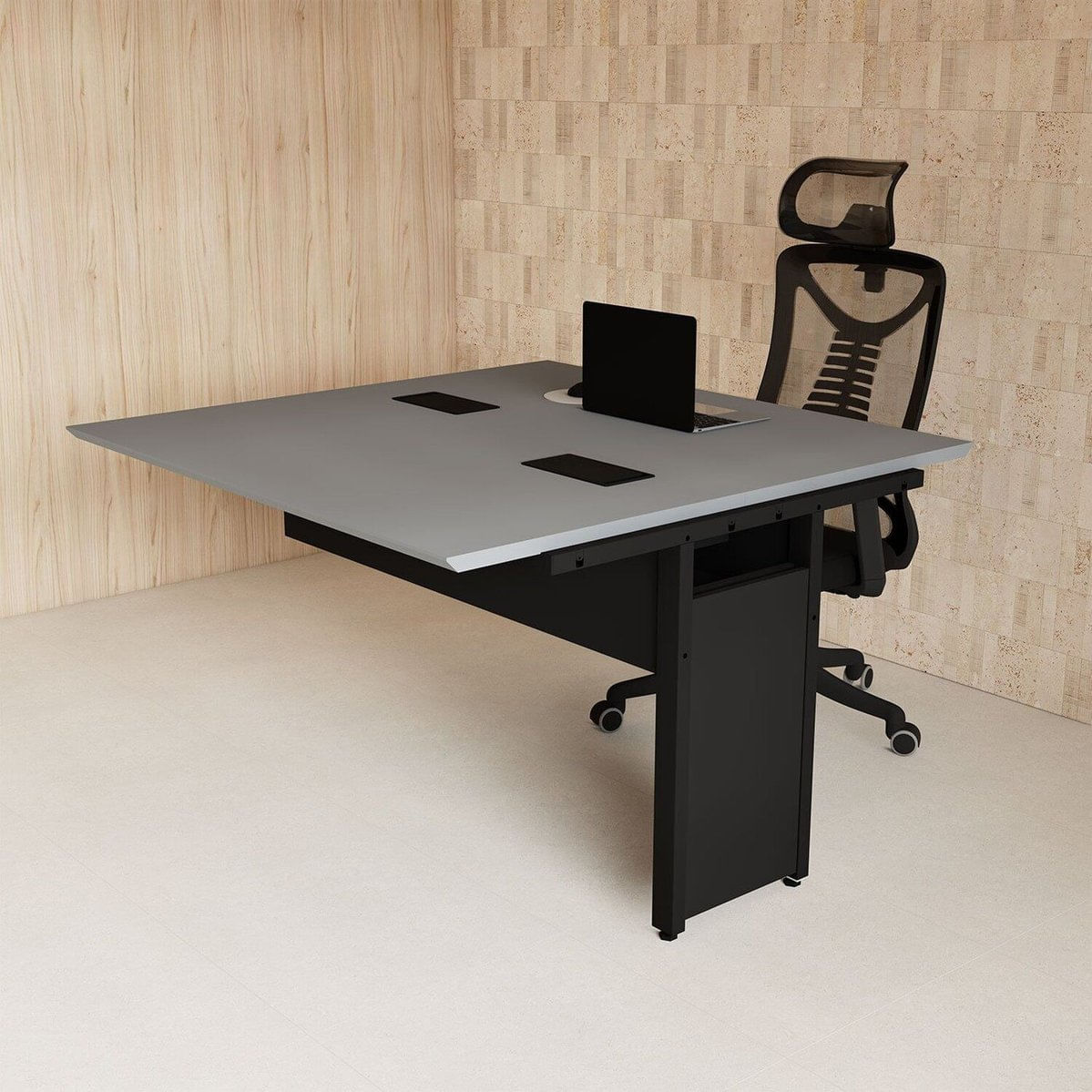 Mesa Auxiliar Dupla 120cm De Plataforma De Acoplar Para Escritório Com Estrutura Metálica Corporate Cinza Sagrado Com Preto