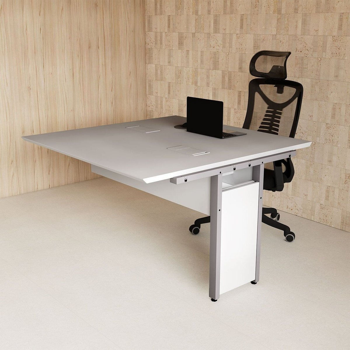 Mesa Auxiliar Dupla 120cm De Plataforma De Acoplar Para Escritório Com Estrutura Metálica Corporate Cinza