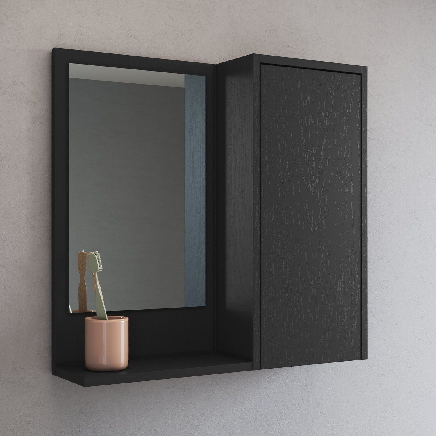 Armário Espelheira De Banheiro 60cm Com 1 Porta Bologna Grafite