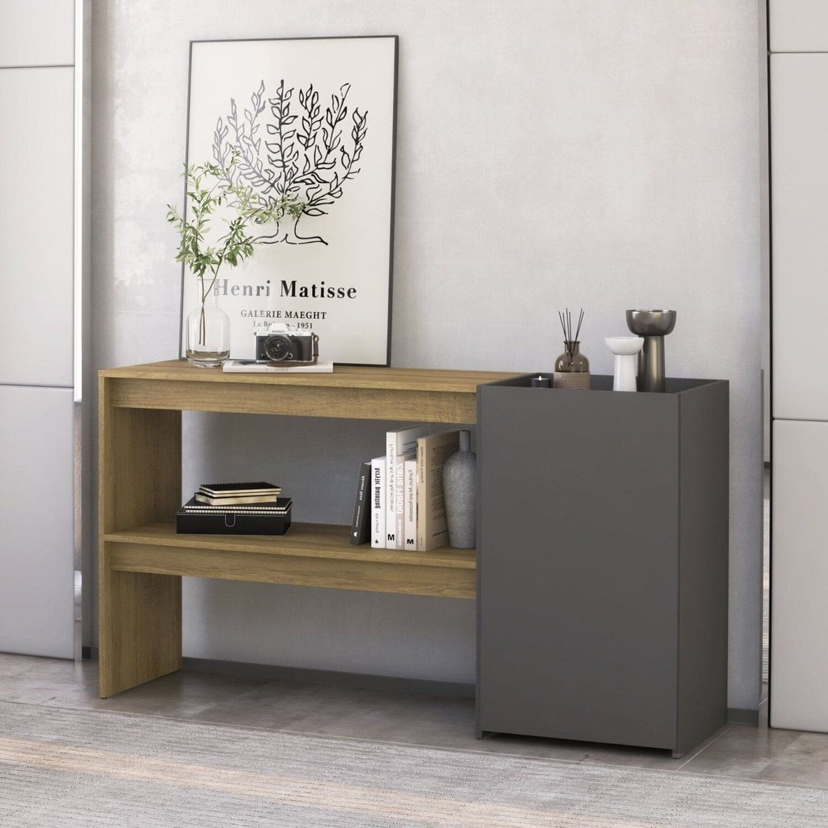 Aparador Para Sala De Estar Com 1 Porta 2520 Mel/grafite