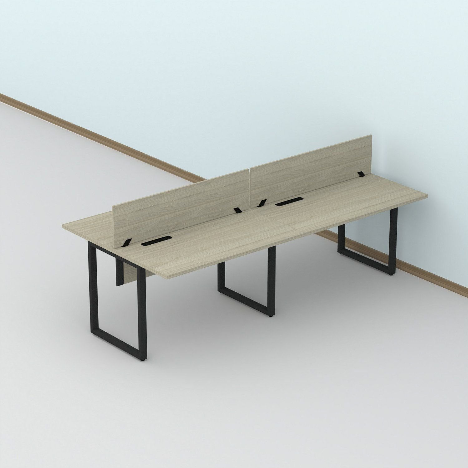 Plataforma Dupla Escrivaninha 4 Lugares 240x120cm Tub Corporativa Light Castanheira Natural/preto