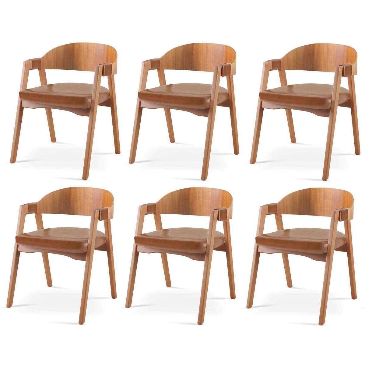 Kit 6 Cadeiras Para Sala De Jantar Luna Caramelo/cinamomo