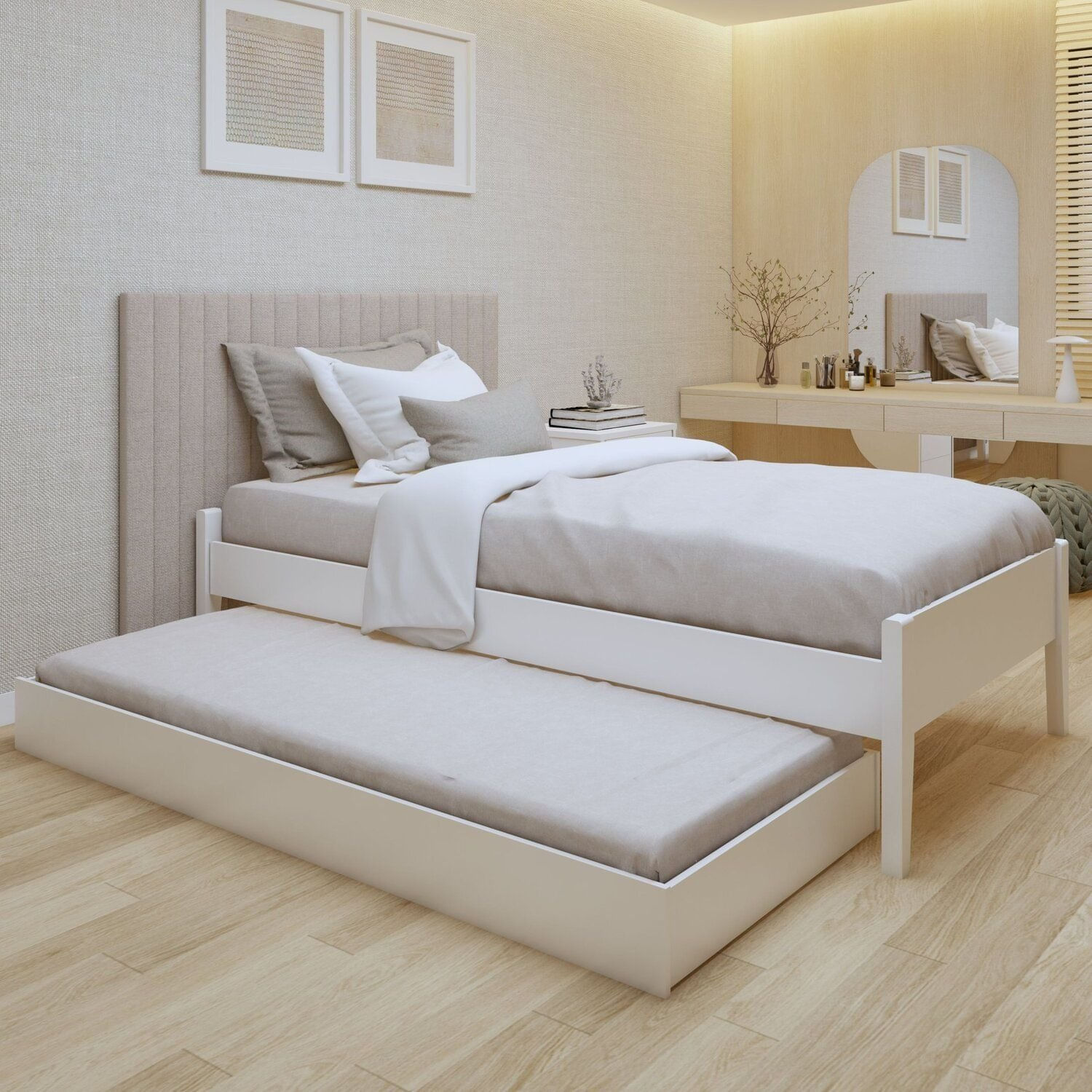 Cama De Solteiro Turca Com Cama Auxiliar Move Branco