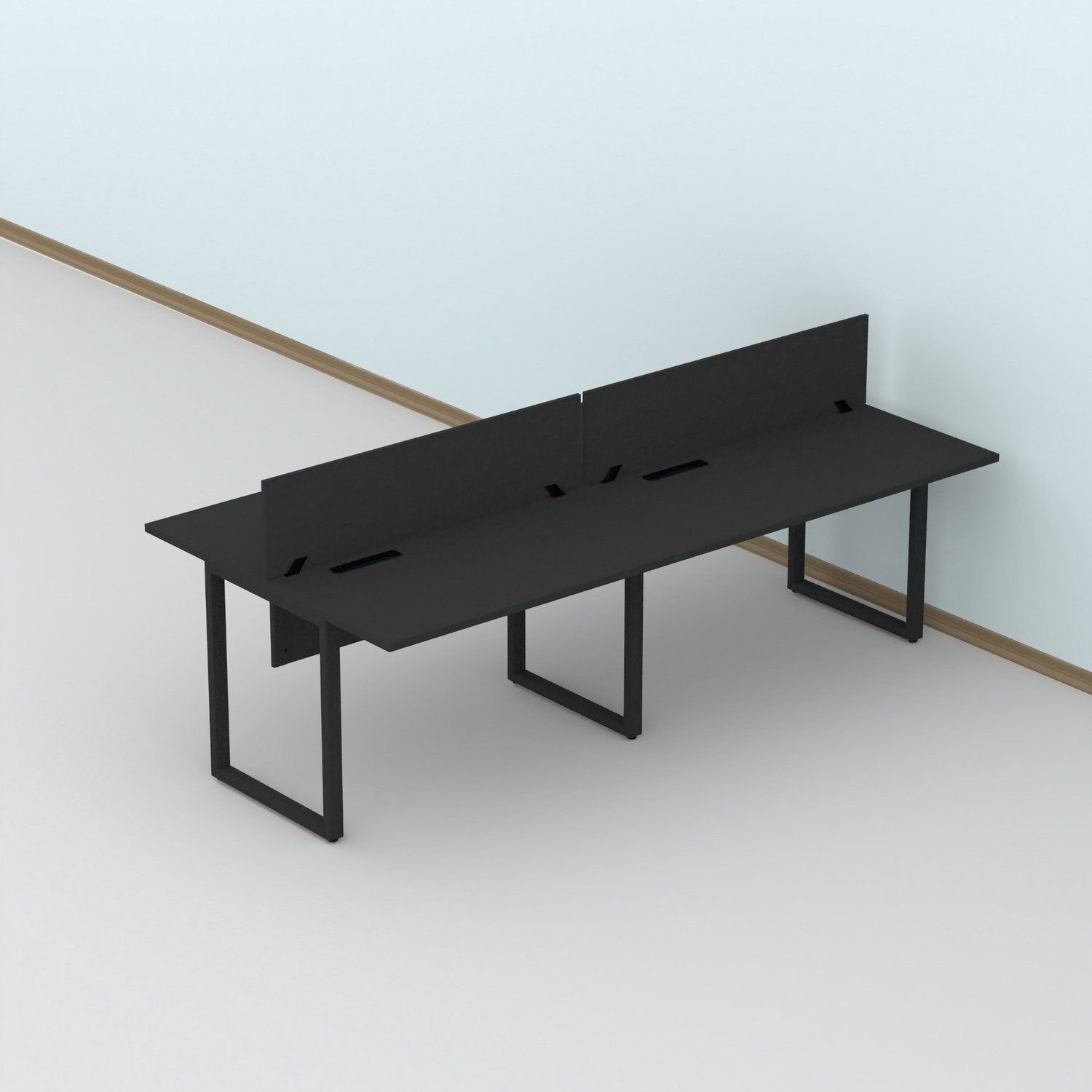 Plataforma Dupla Escrivaninha 4 Lugares 240x120cm Tub Corporativa Light Preto