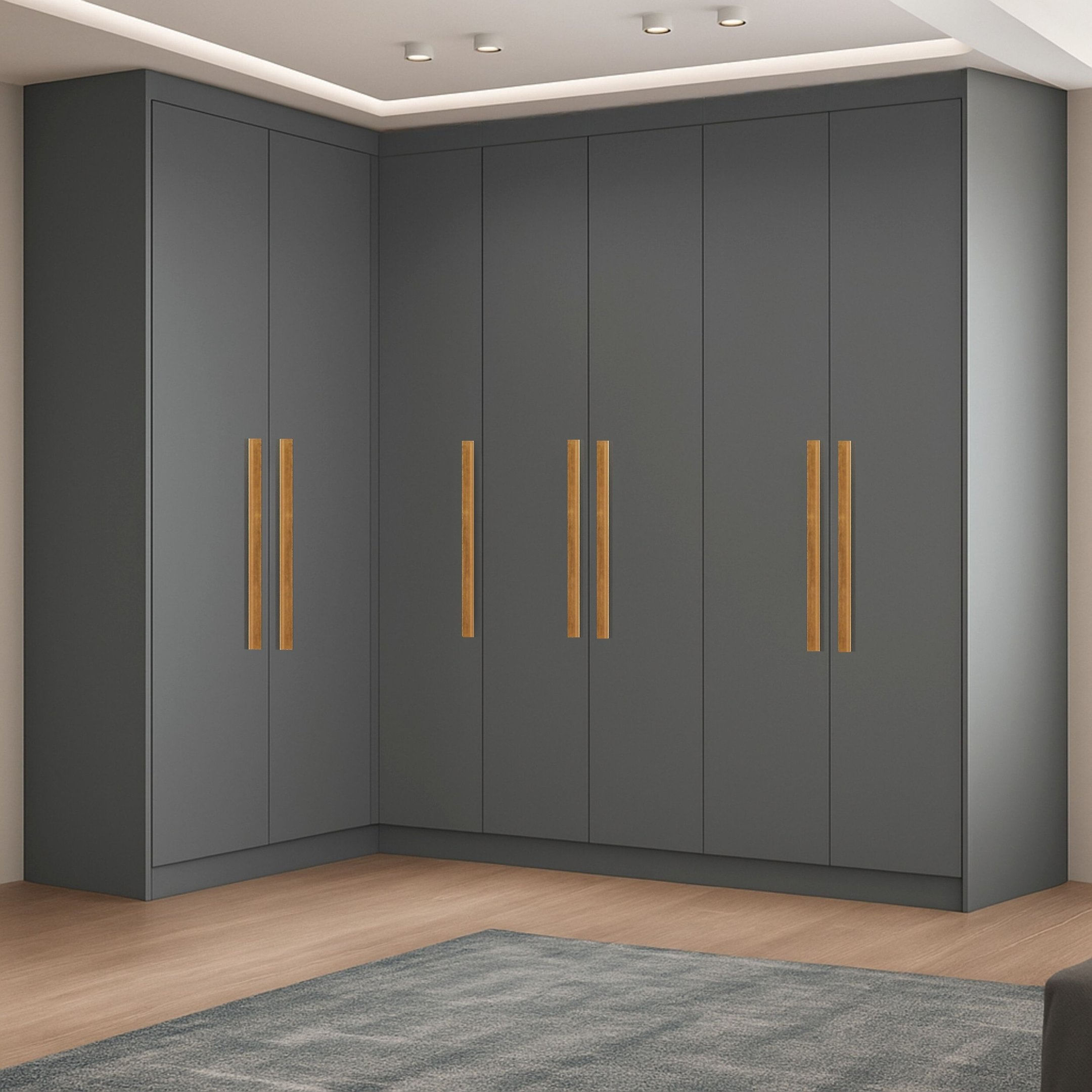 Guarda-roupa Modulação De Canto Com Puxadores Mdf Paris Onix