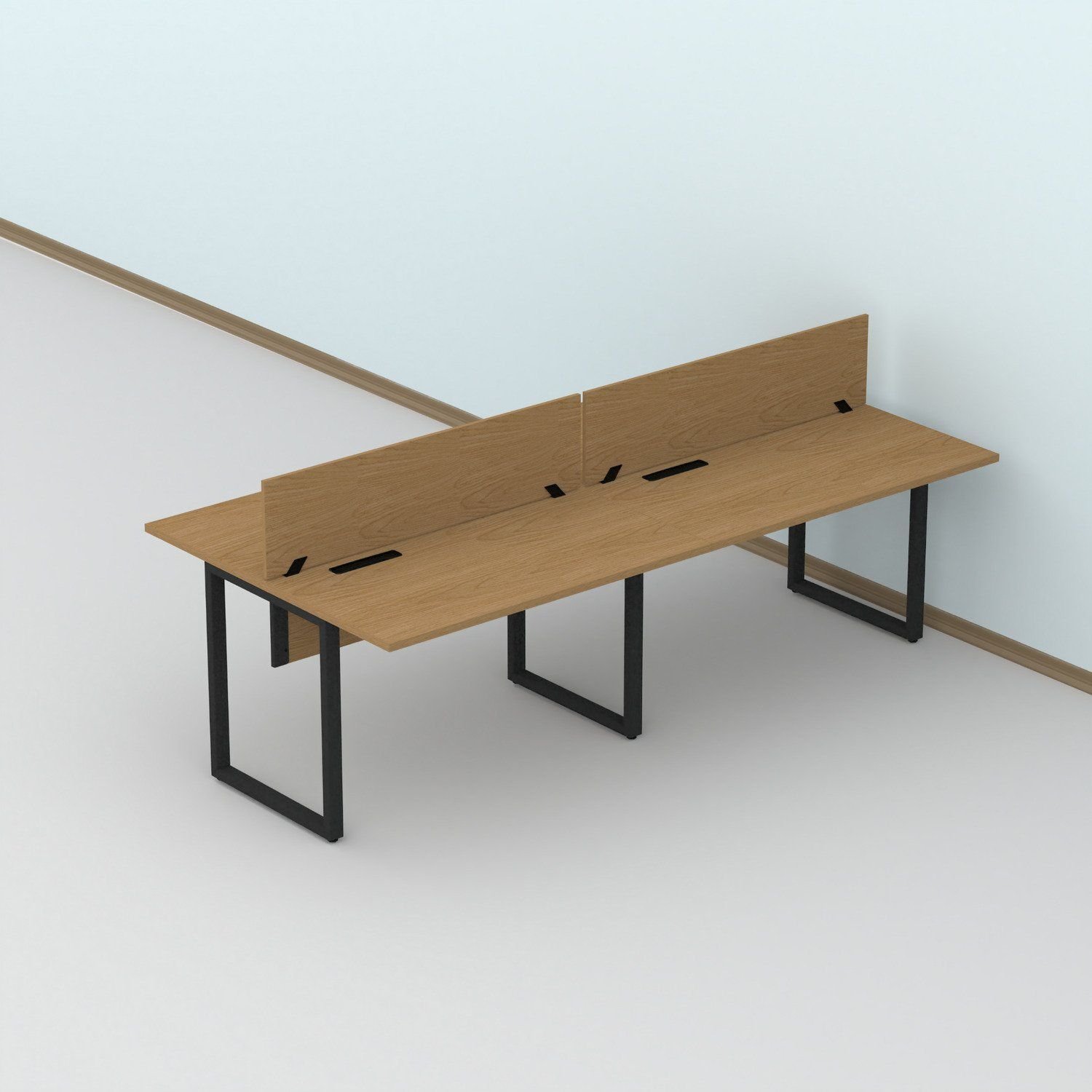 Plataforma Dupla Escrivaninha 4 Lugares 200x120cm Tub Corporativa Light Samba/preto