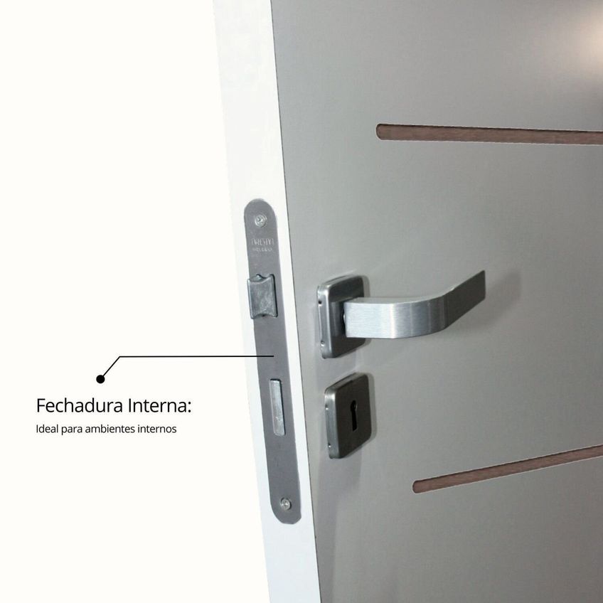 Kit Porta De Madeira 215x87cm Batente 7,5cm Com Guarnição Cristal Primer Uniportas Abertura Direita Branco Branco - imagem 4