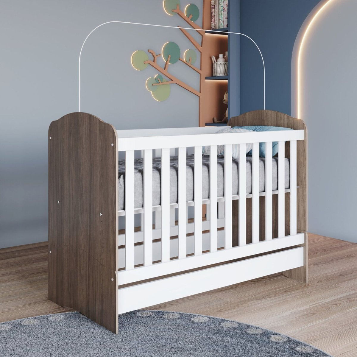 Berço Mini Cama Faz De Conta Espresso Móveis Rústico/branco