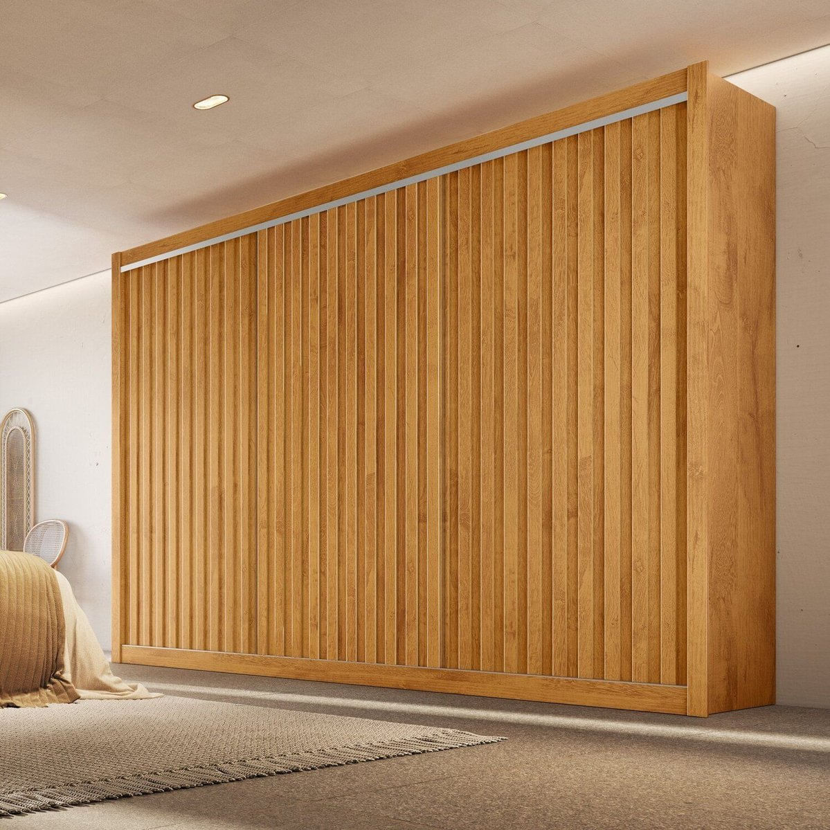 Guarda-roupa Casal Ripado 3 Portas E 6 Gavetas 100% Mdf York 3r Peroba