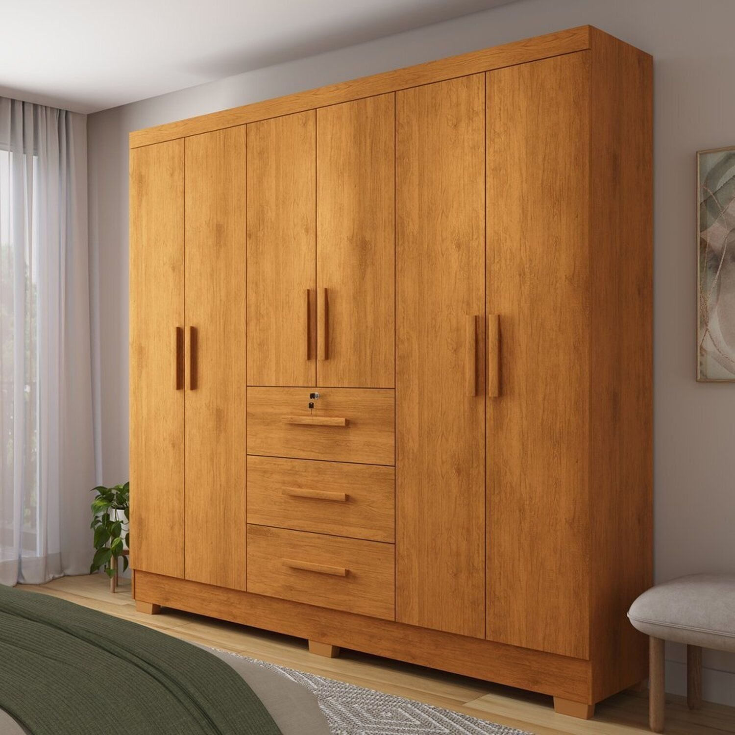 Guarda-roupa 6 Portas 200,5x180cm Amanda Nature