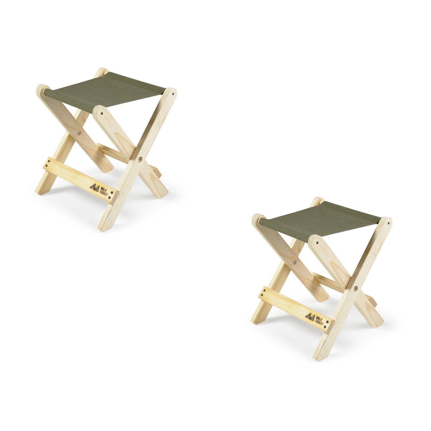 Kit 2 Banquetas Dobráveis Camping Sereno Verde/bege