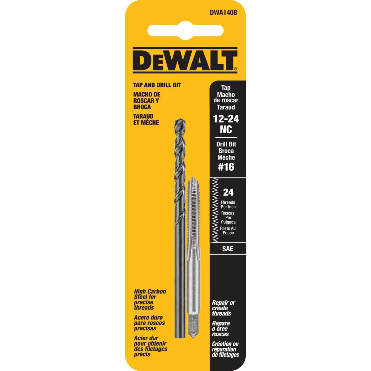Conjunto De Torneiras De Perfuração Dewalt 12-24nc Thread 2 Peças
