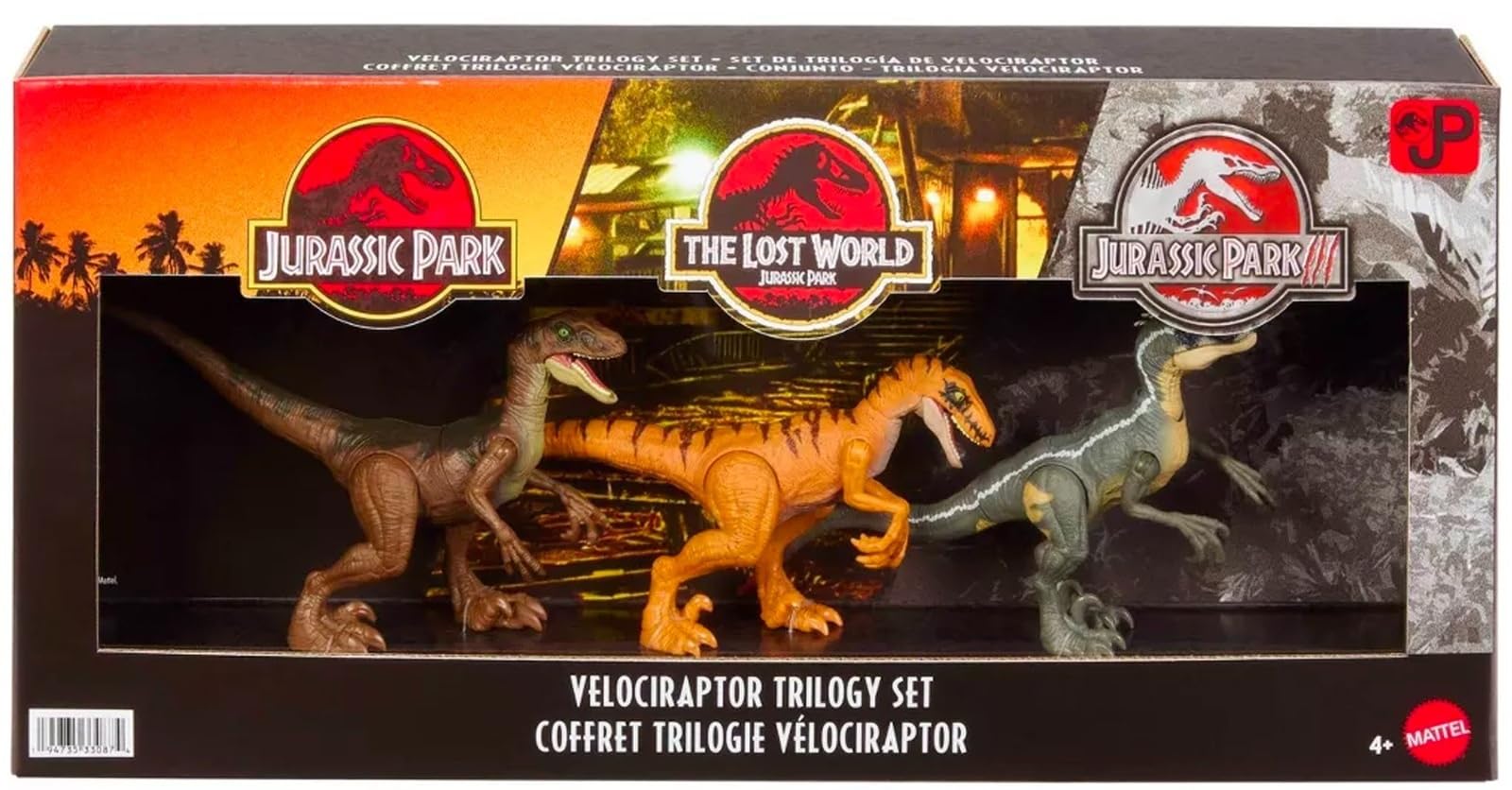 Conjunto Da Trilogia Magnetoe Jurassic Velociraptor, 3 Figuras De Ação Com Ataque
