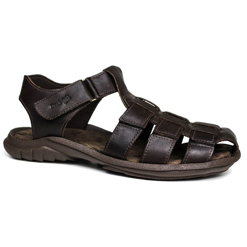Sandália Papete Masculina De Couro Chocolate - Dcb6500ltchc