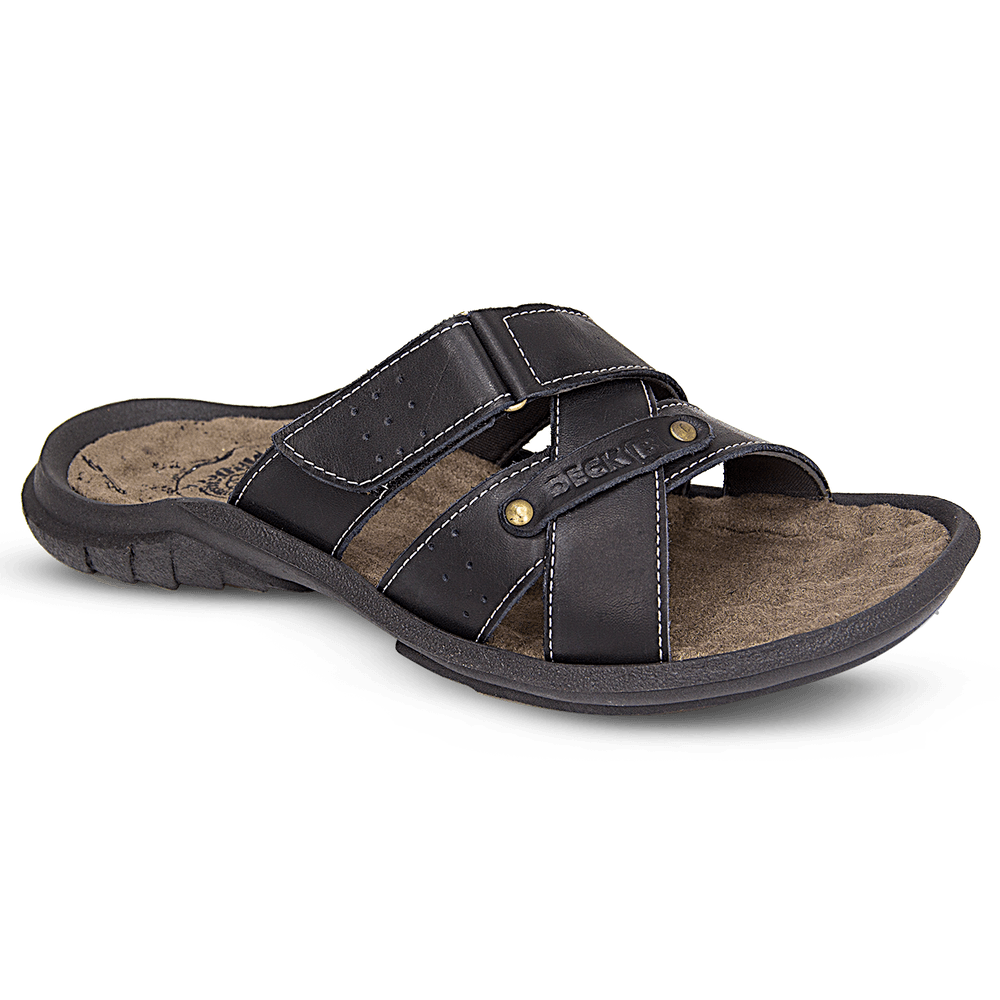 Chinelo Masculino De Couro Preto - Dcb5000ltpto