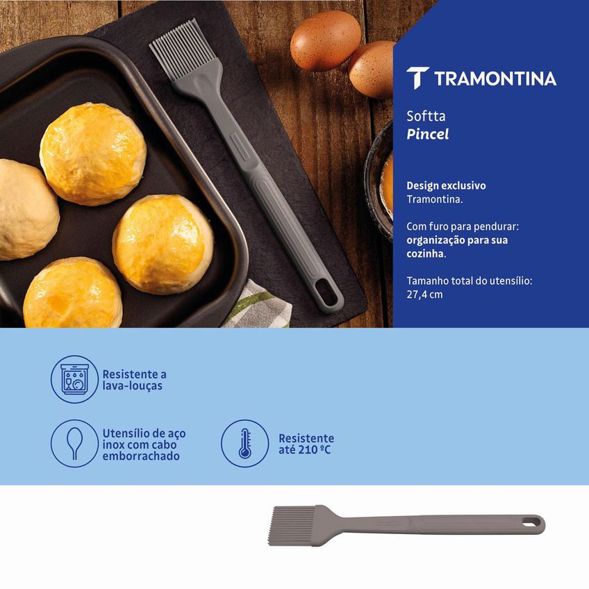 Pincel Culinário De Silicone Cinza Para Confeitaria E Untar - Tramontina 25858160 - imagem 4