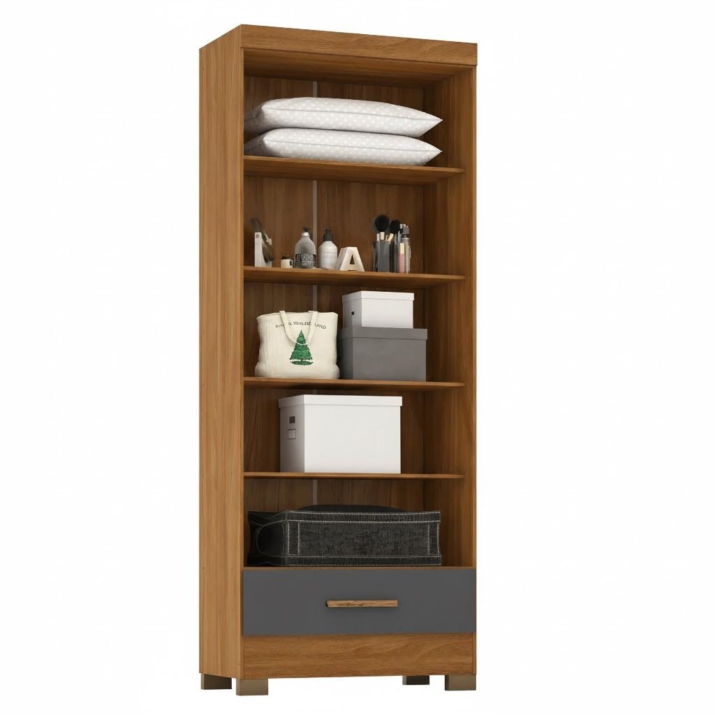 Módulo Closet 1 Gaveta Smart Versatile Espresso Móveis Cinamomo/cinza