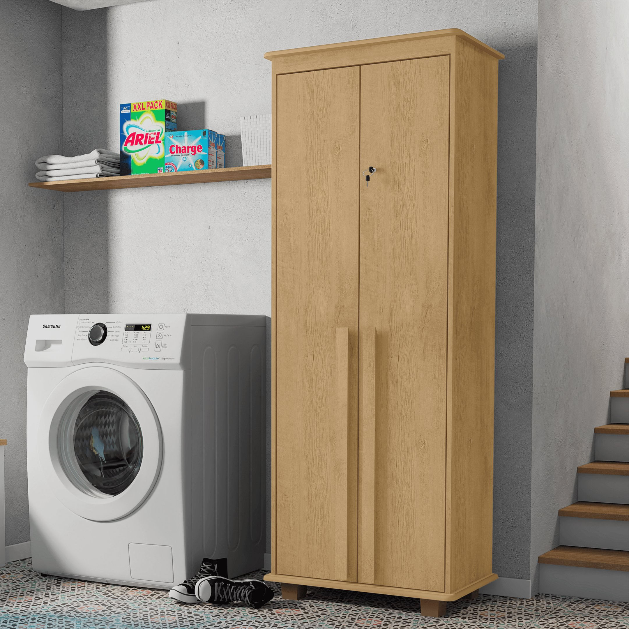 Armário Multiuso México Com 2 Portas Com Chave E 4 Prateleiras Rv Móveis Cinamomo