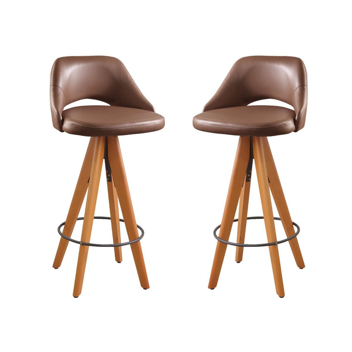 Kit 2 Banquetas Giratórias Estofadas Com Encosto Nicole Marrom