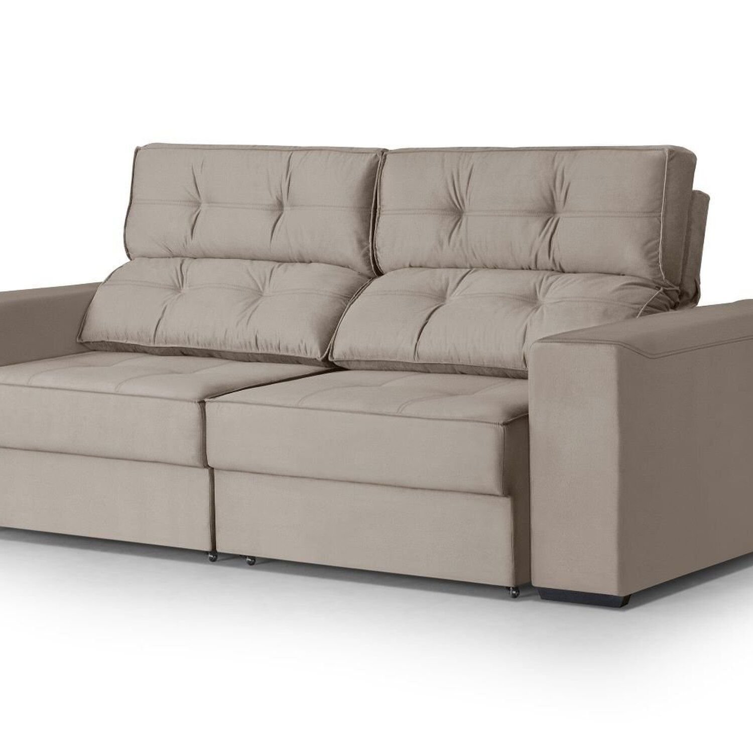 Sofá 3 Lugares Retrátil E Reclinável 218cm Para Sala De Estar Eros Bege