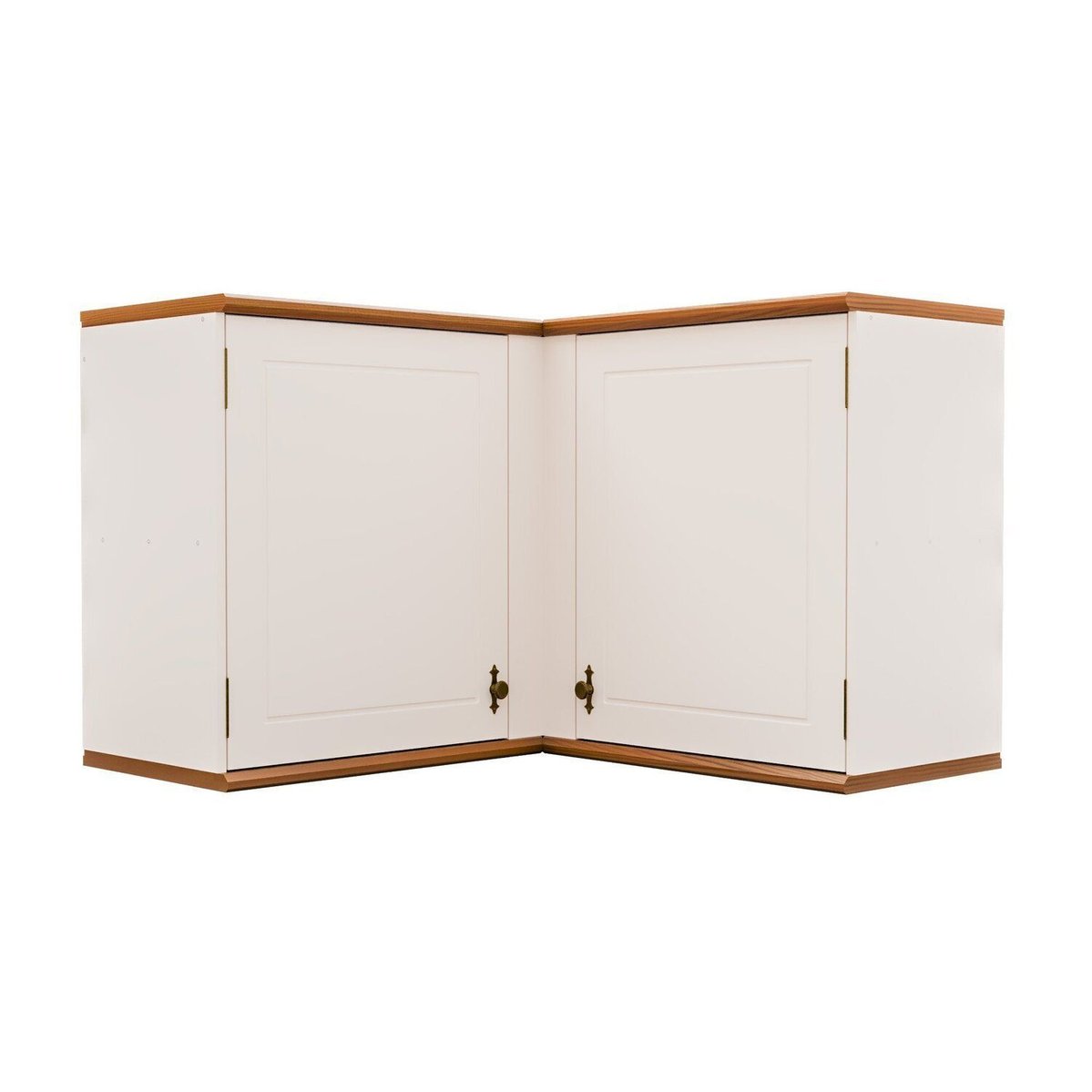 Aéreo Canto 2 Portas Com Tampo E Base De Madeira Maciça Joy Off White/cinamomo