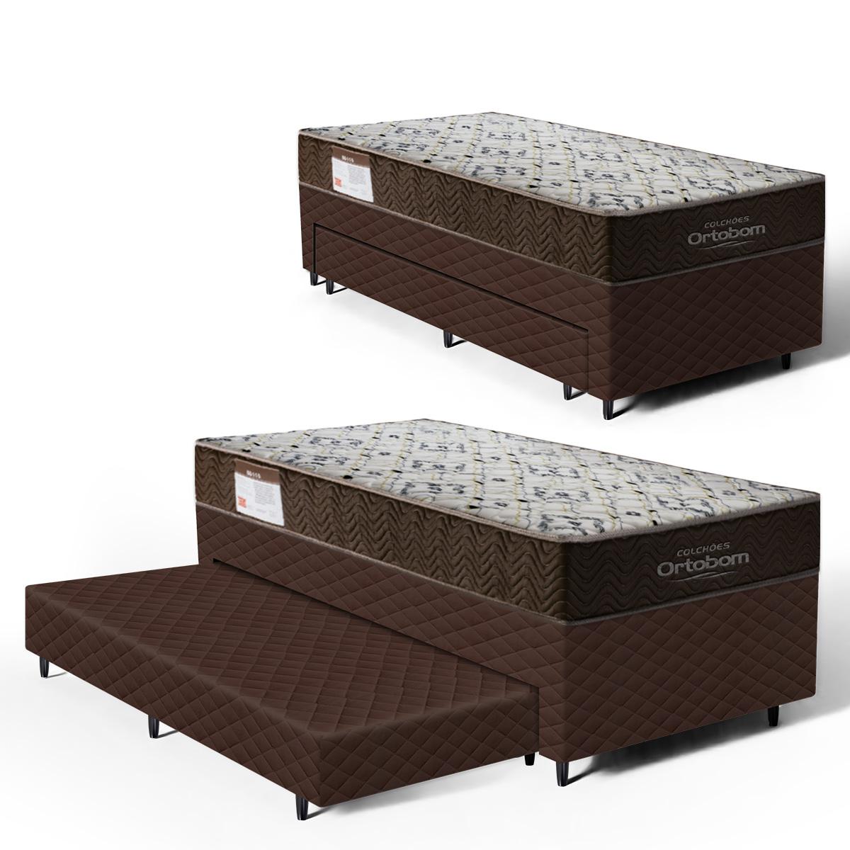 Cama Box Com Colchao De Espuma D45 Solteiro Ortobom Iso 150 + Auxiliar De Espuma Unique Solteiro 88cm