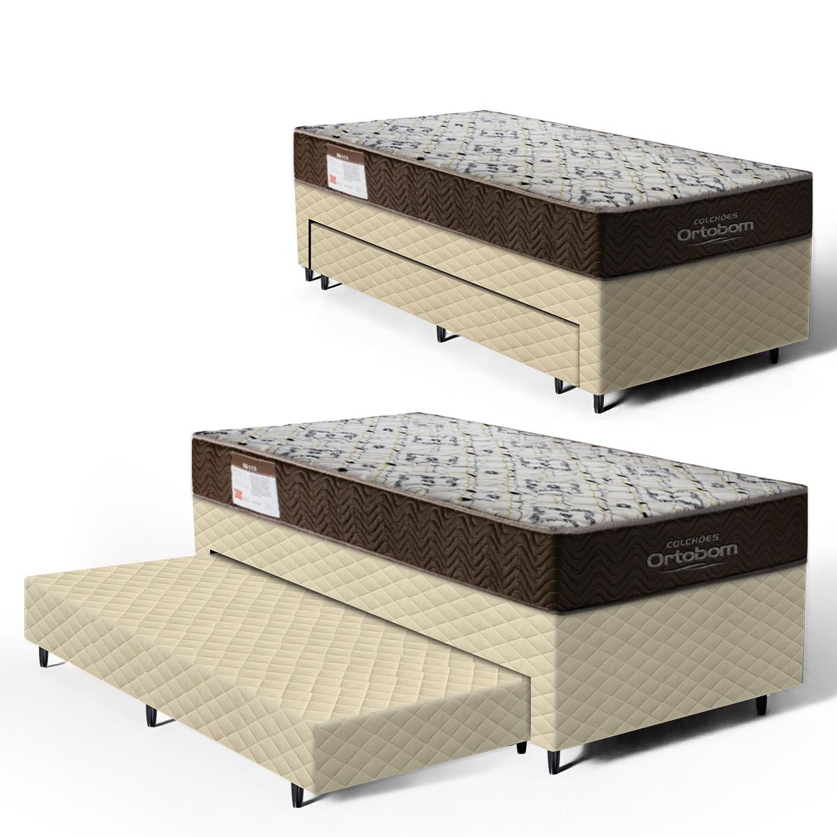 Cama Box Com Colchao De Espuma D45 Solteiro Ortobom Iso 150 + Auxiliar De Espuma Unique Solteiro 88cm