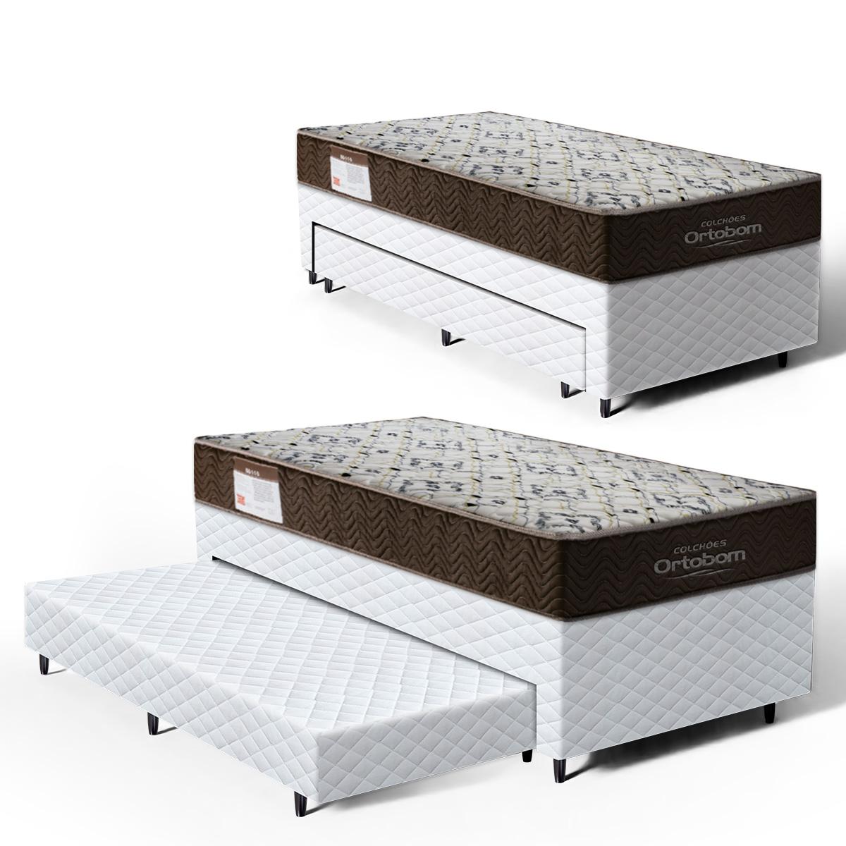 Cama Box Com Colchao De Espuma D45 Solteiro Ortobom Iso 150 + Auxiliar De Espuma Unique Solteiro 88cm
