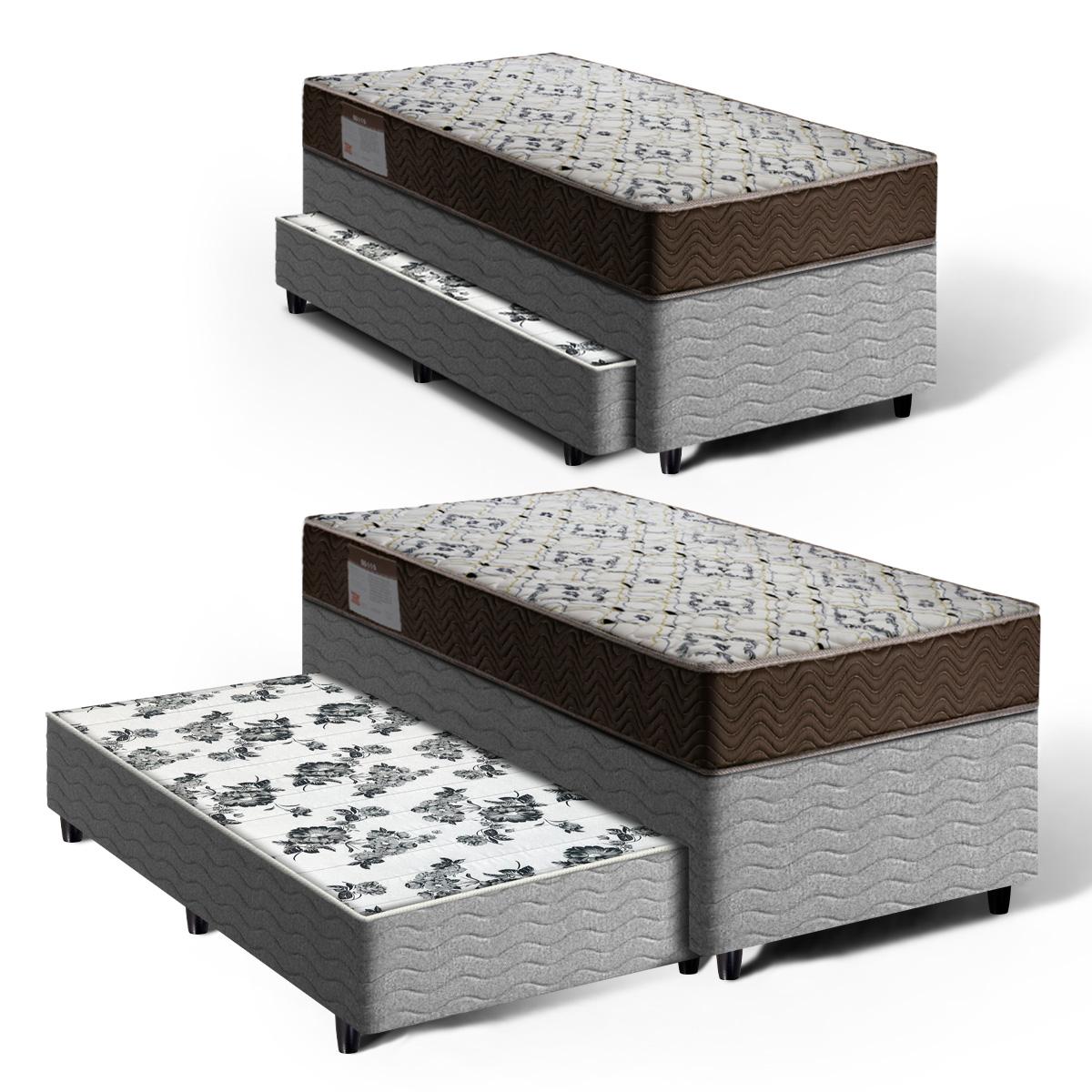 Cama Box Com Colchão De Espuma D45 Solteiro Ortobom Iso 150 + Auxiliar De Espuma Unique Solteiro 88cm