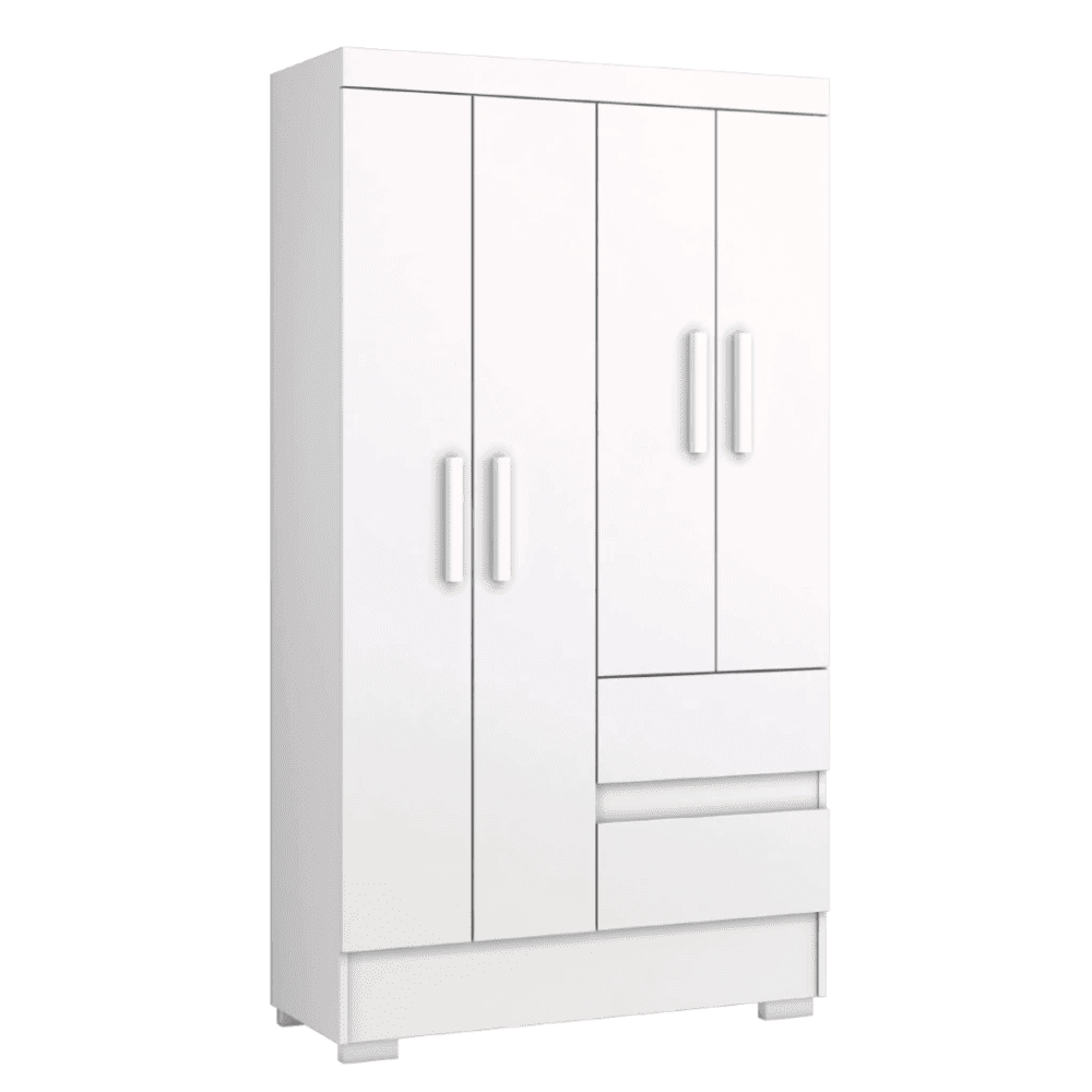 Guarda Roupas Solteiro Juvenil 4 Portas 2 Gavetas Branco Coimbra Aramóveis