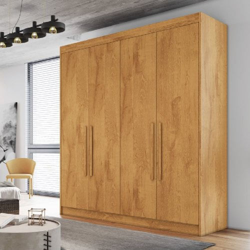 Guarda Roupa Solteiro 4 Portas 3 Gavetas Nantes Móveis Europa Peroba