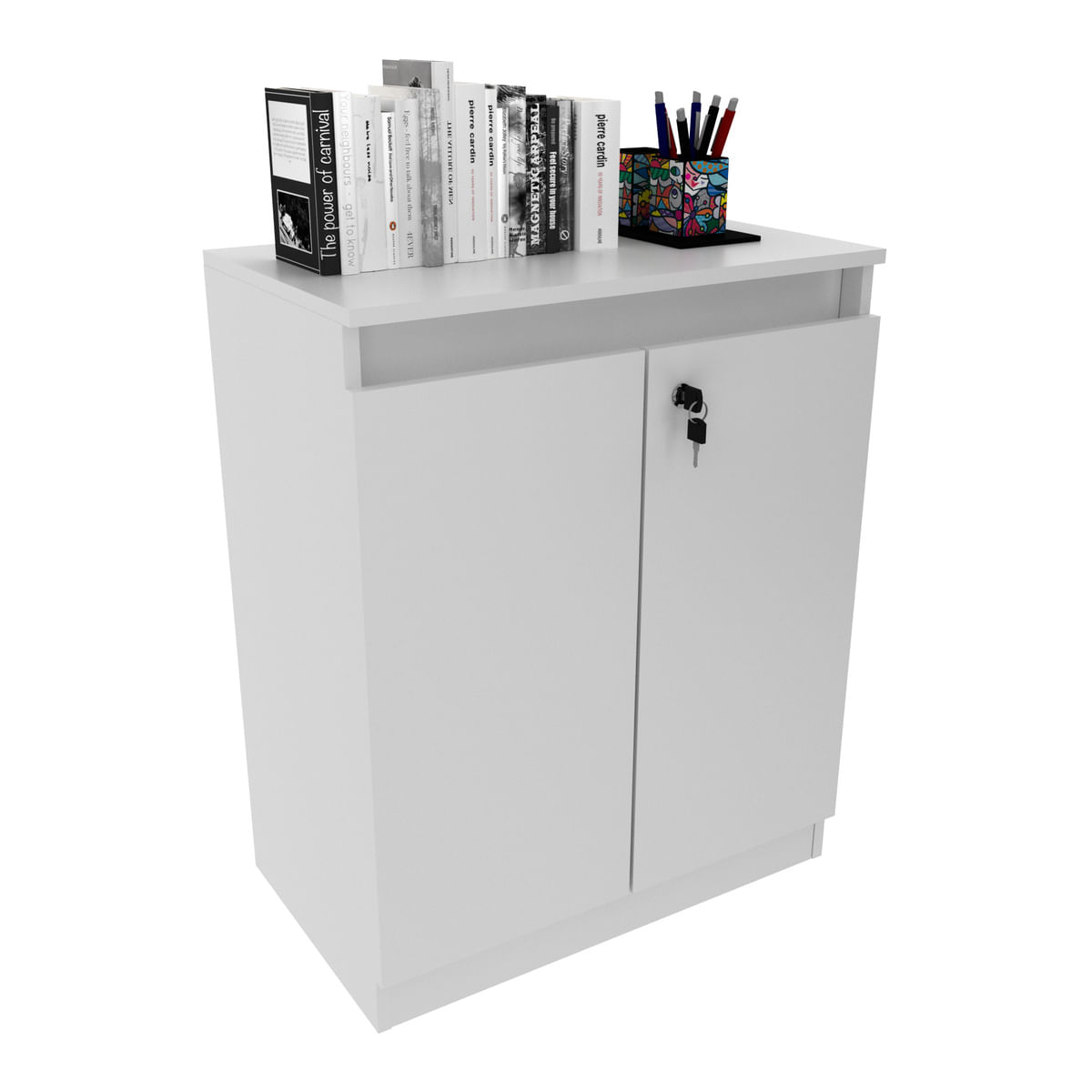 Balcão Escritório Com Chave Multimóveis Vcr25046 Branco