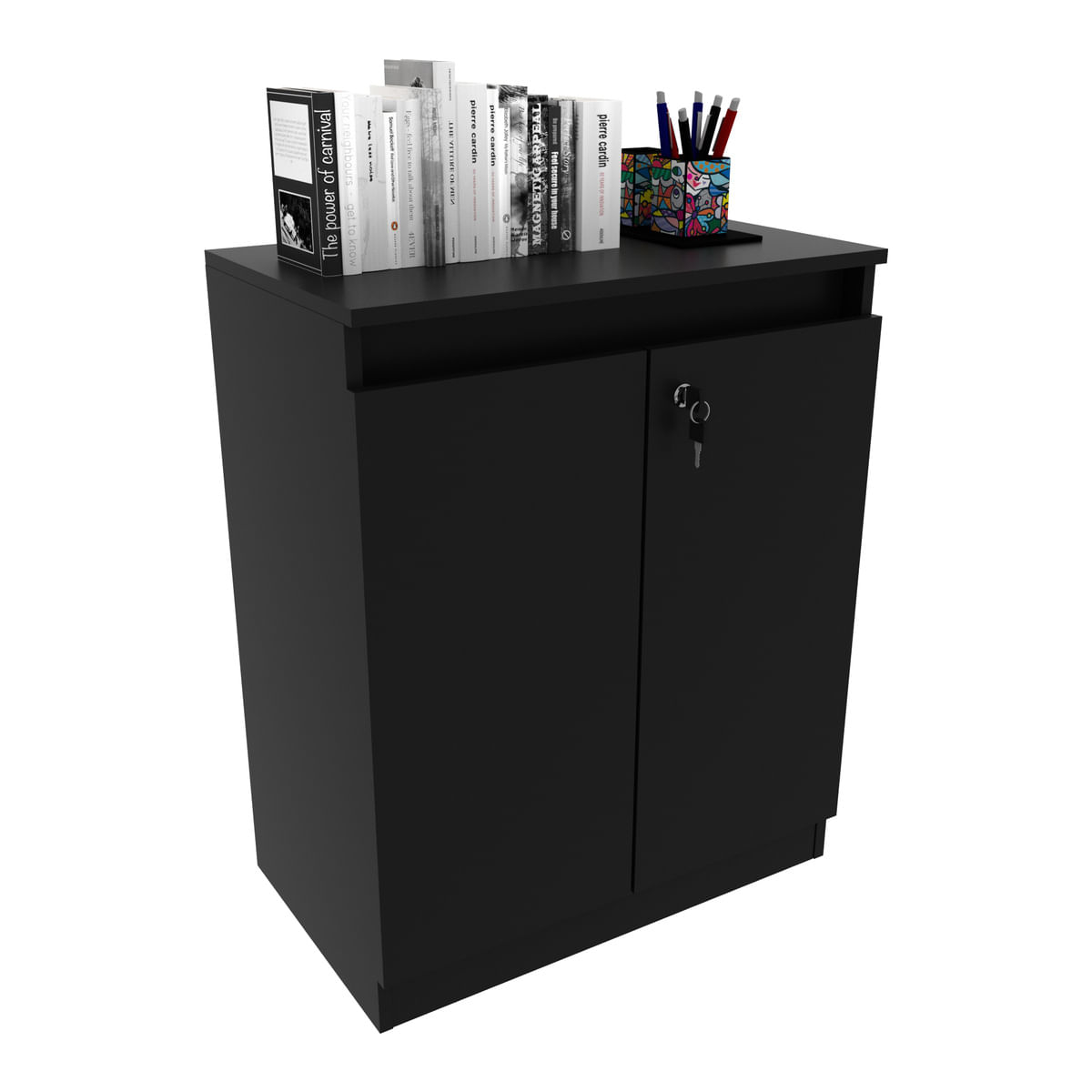 Balcão Escritório Com Chave Multimóveis Vcr25046 Preto