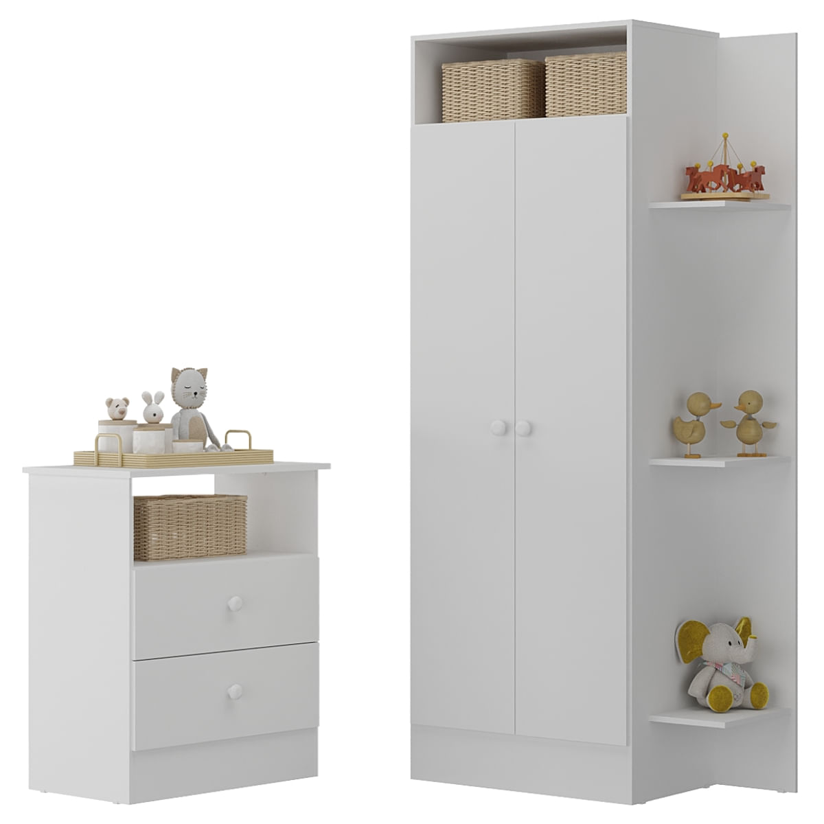 Guarda-roupas 2 Portas Com Cômoda 2 Gavetas Multimóveis Mp4264 Branco