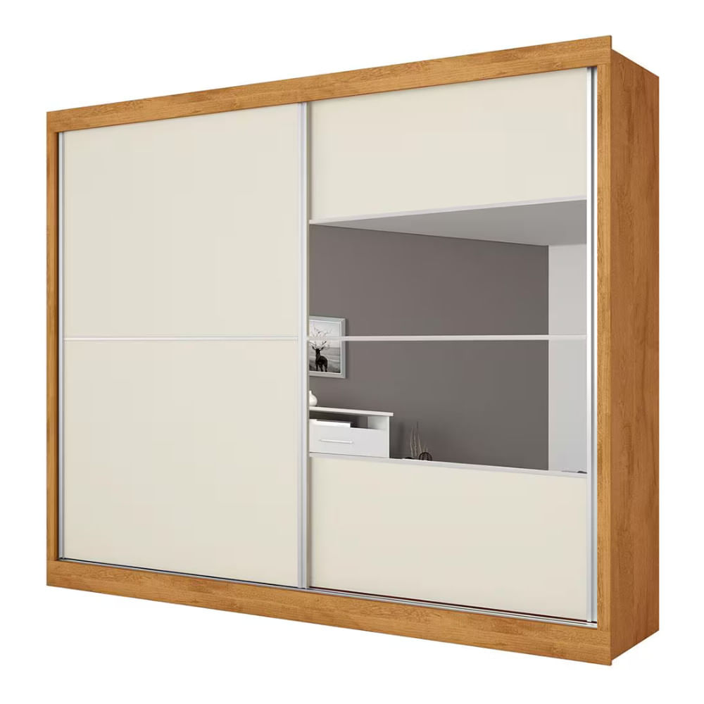 Guarda-roupa Móveis Europa Londres Flex Com Espelho 2 Portas De Correr E 4 Gavetas