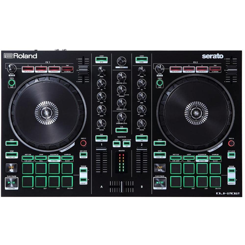 Controlador De Dj Roland Dj-202 De 2 Canais Com Bateria Eletrônica