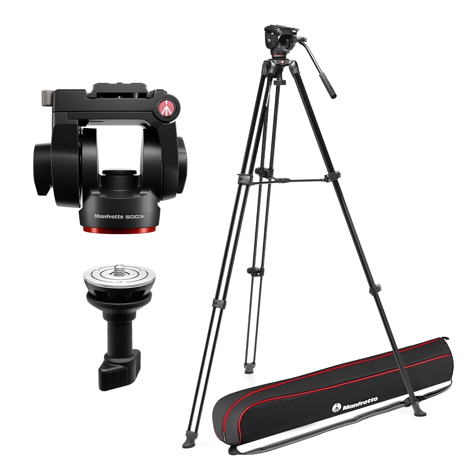 Kit De Vídeo Para Tripé Manfrotto 500x, Cabeça Fluida, Alumínio, 5 Kg