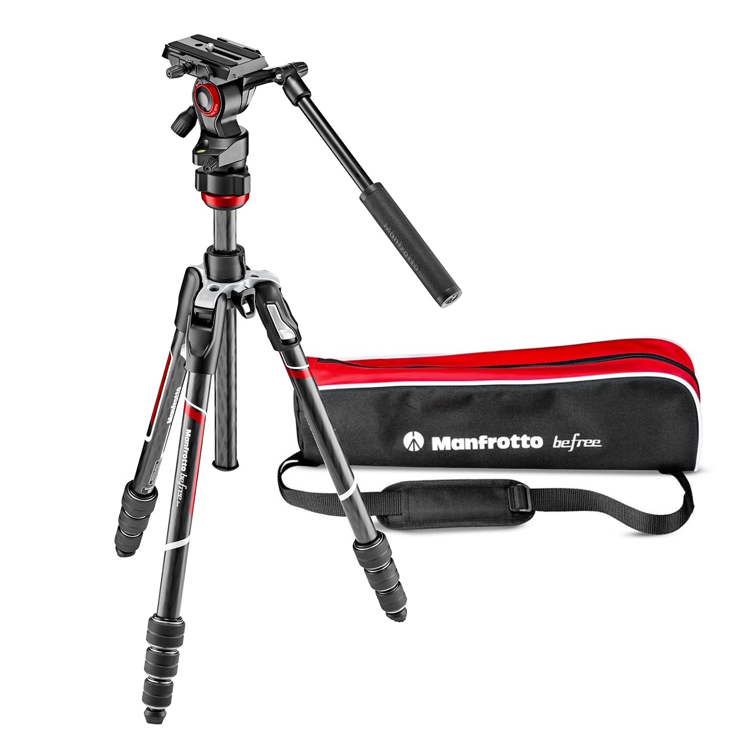 Tripé Manfrotto Befree Live Carbon Fiber De 4 Seções Com Cabeça De Fluido