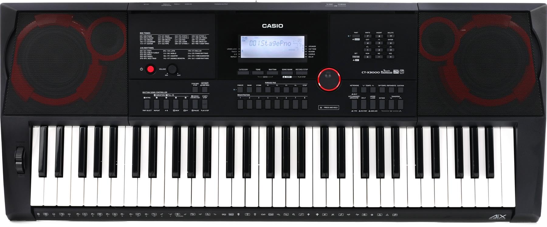 Teclado Portátil Casio Ct-x3000 De 61 Teclas Com 800 Tons E 235 Ritmos