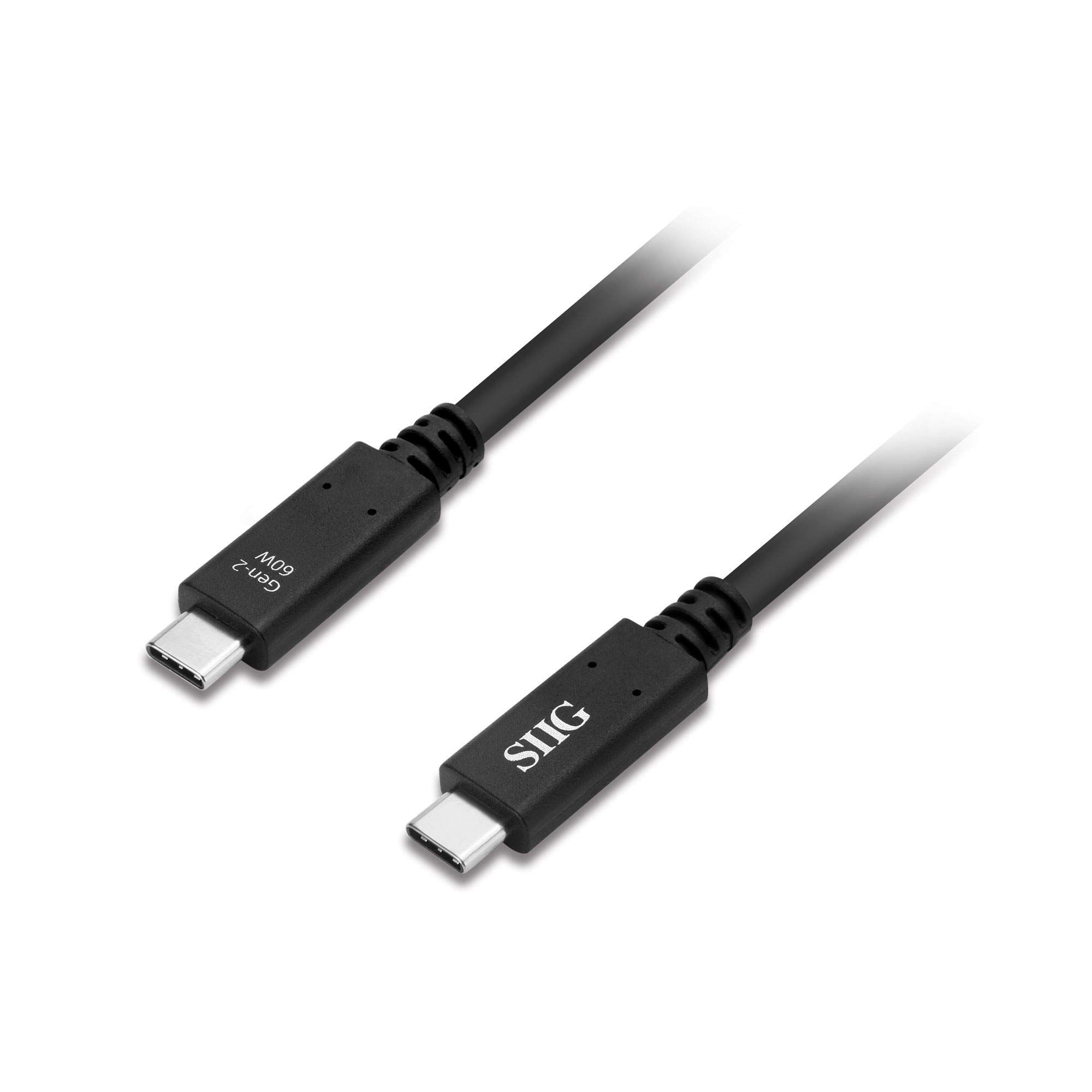 Cabo Siig Usb 3.1 Tipo C Gen 2 60w Pd 10gbps 4k60hz 1m Preto