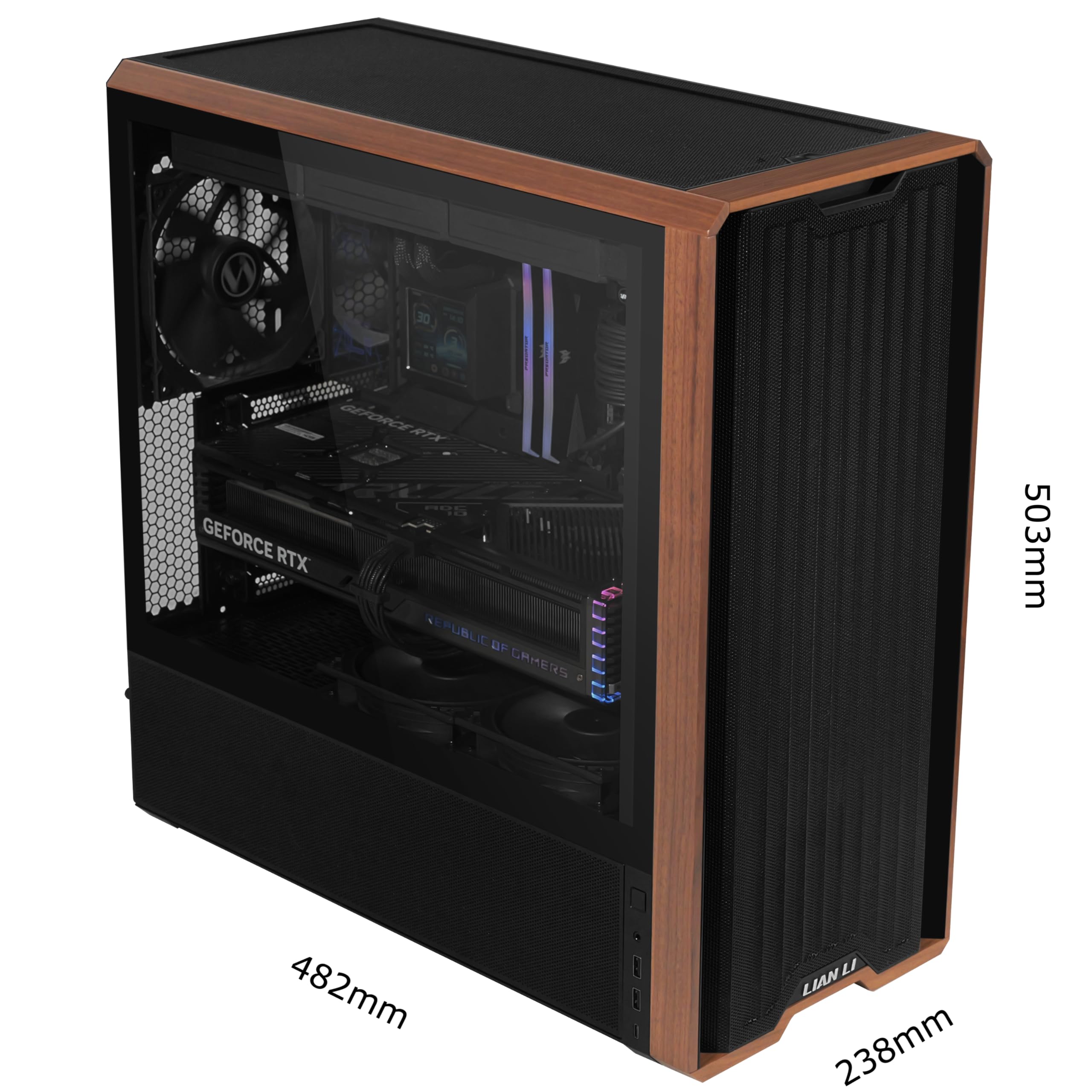 Estojo Para Computador Lian Li Lancool 217 Wood, 5 Ventiladores