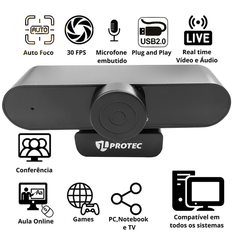 Full Hd 1080p Webcam Alta Resolução 2mp Mini Usb Câmera De Visão 360º Microfone Audio P/ Pc Notebook - imagem 3