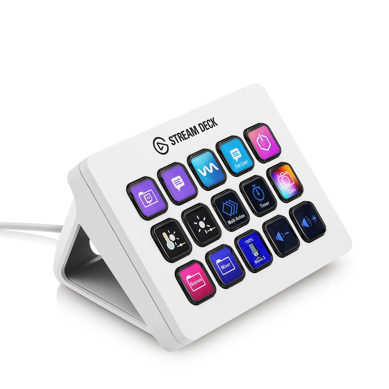 Controlador De Estúdio Elgato Stream Deck Mk.2 Branco Com 15 Teclas Macro